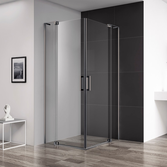 Душевое ограждение Cezares SLIDER-A-2-70/80-C-GM (70-80)x(70-80) см (стекло 8 мм) оружейная сталь/прозрачное - фото 2