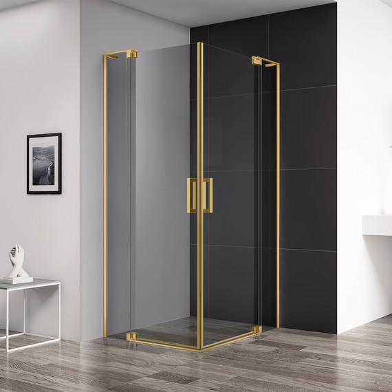 Душевое ограждение Cezares SLIDER-A-2-7080-GRIGIO-BORO (70-80)x(70-80) см (стекло 8 мм) брашированное золото/тонированное - фото 2
