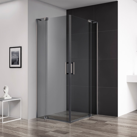 Душевое ограждение Cezares SLIDER-A-2-7080-GRIGIO-GM (70-80)x(70-80) см (стекло 8 мм) оружейная сталь/тонированное - фото 2