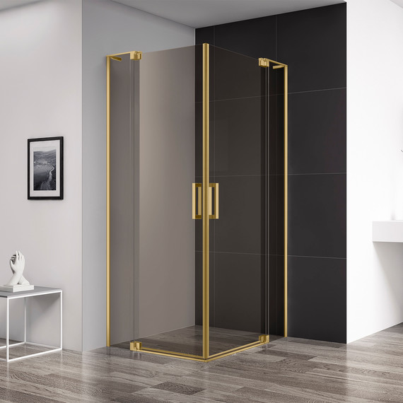 Душевое ограждение Cezares SLIDER-A-2-80/90-BR-BORO (80-90)x(80-90) см (стекло 8 мм) брашированное золото/тонированное - фото 2