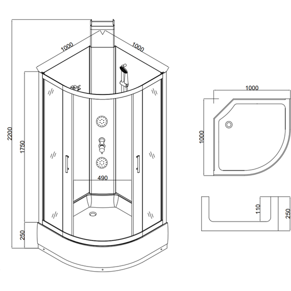 Гидробокс Taliente 100x100 см TA-100CW, белый/прозрачное - фото 11