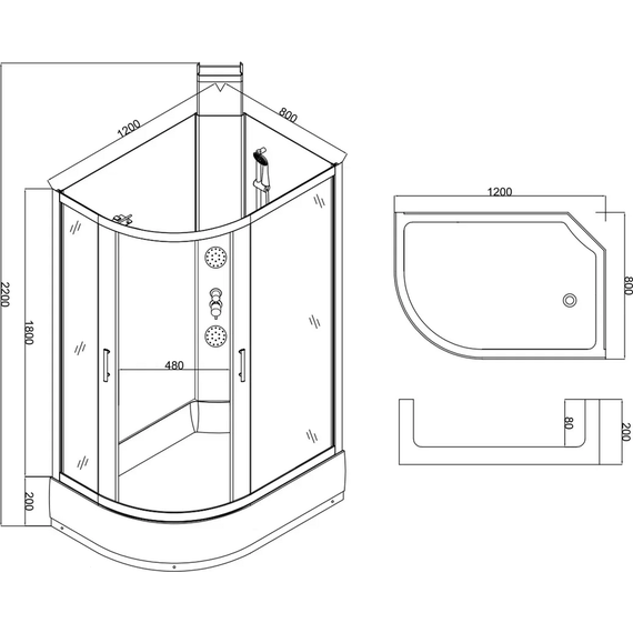 Гидробокс Taliente 120x80 см TA-128CW(R), белый/прозрачное - фото 9