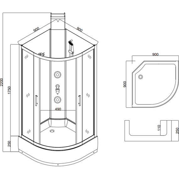 Гидробокс Taliente 90x90 см TA-99CW, белый/прозрачное - фото 11