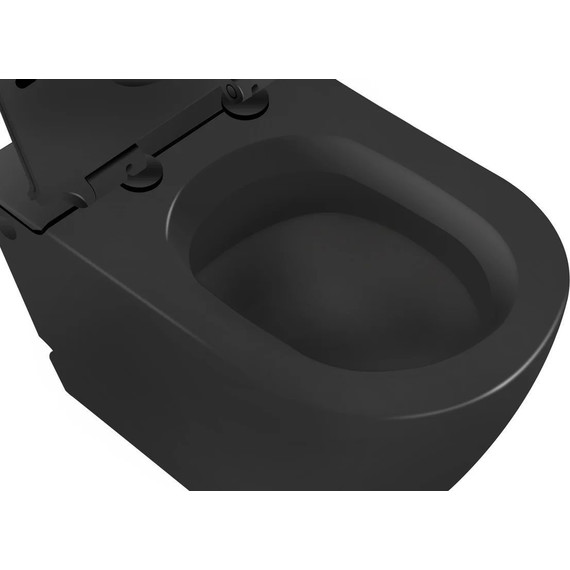 Унитаз приставной безободковый с импульсным смывом SantiLine SL-5030MB, чёрный - фото 3