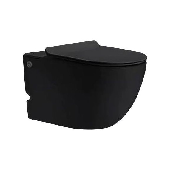 Унитаз подвесной безободковый с импульсным смывом SantiLine SL-5031MB (в комплекте с инсталляцией) чёрный, Цвет производителя: чёрный - фото 