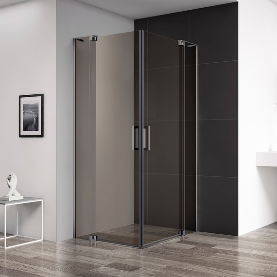 Душевое ограждение Cezares SLIDER-A-2-80/90-BR-GM (80-90)x(80-90) см (стекло 8 мм) оружейная сталь/тонированное - фото 2