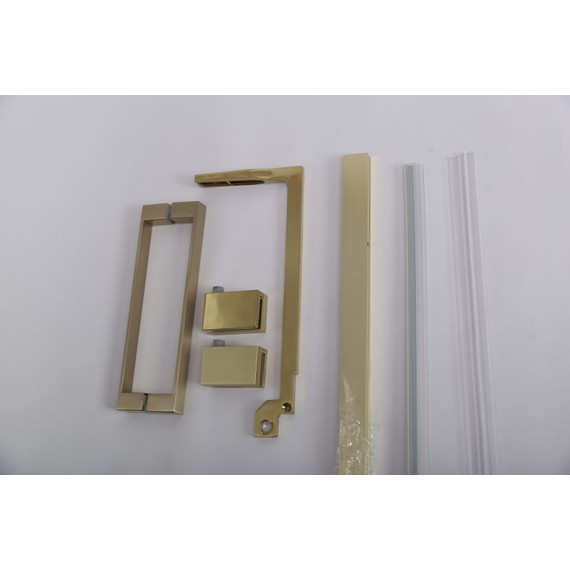 Душевое ограждение Cezares SLIDER-A-2-80/90-C-BORO (80-90)x(80-90) см (стекло 8 мм) брашированное золото/прозрачное - фото 13