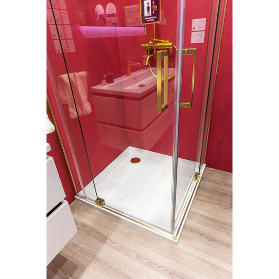 Душевое ограждение Cezares SLIDER-A-2-80/90-C-BORO (80-90)x(80-90) см (стекло 8 мм) брашированное золото/прозрачное - фото 6