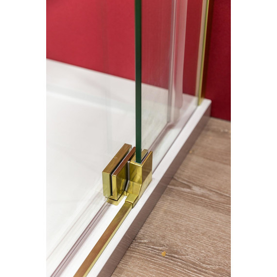 Душевое ограждение Cezares SLIDER-A-2-80/90-C-BORO (80-90)x(80-90) см (стекло 8 мм) брашированное золото/прозрачное - фото 7