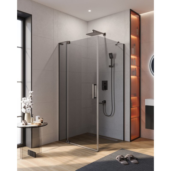 Душевое ограждение Cezares SLIDER-AH-1-100-90/100-GRIGIO-GM 90-100x100 см (стекло 8 мм) оружейная сталь/тонированное - фото 