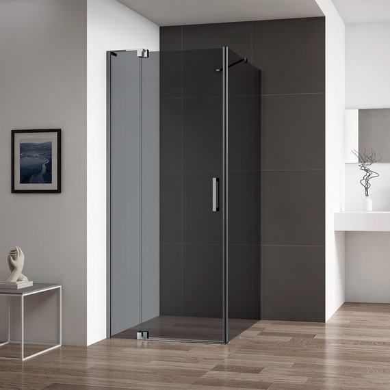 Душевое ограждение Cezares SLIDER-AH-1-90-100/110-GRIGIO-GM 100-110x90 см (стекло 8 мм) оружейная сталь/тонированное - фото 2