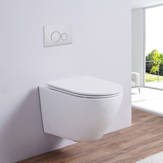 Унитаз подвесной CeramaLux Rimless 2197MW с крышкой микролифт, белый матовый - фото 2