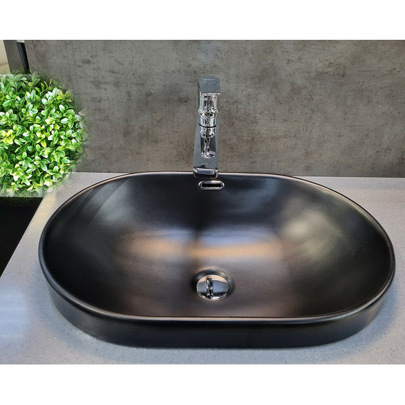 Раковина врезная на столешницу CeramaLux N 61 см 5006CMB, чёрный матовый - фото 2