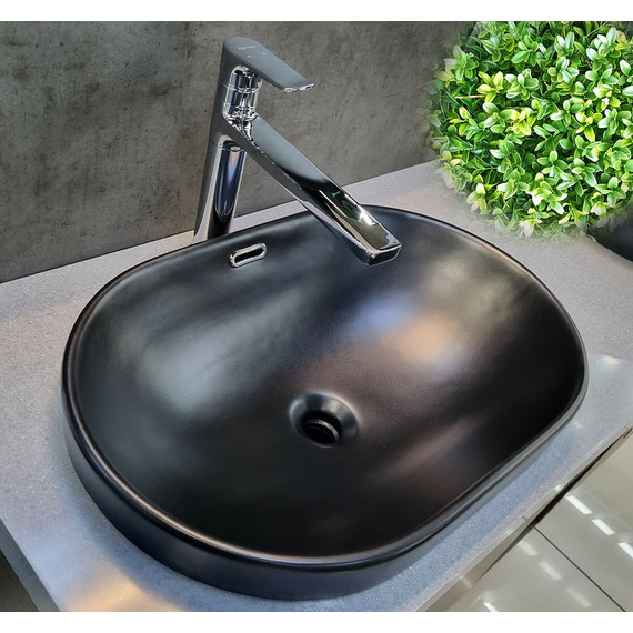 Раковина врезная на столешницу CeramaLux N 61 см 5006CMB, чёрный матовый - фото 3