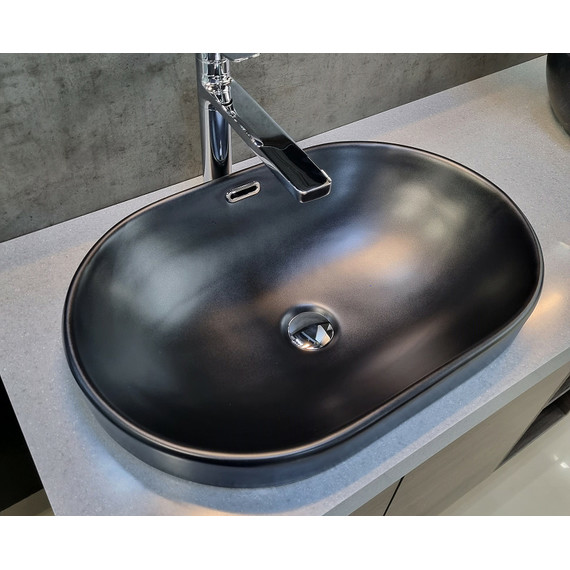 Раковина врезная на столешницу CeramaLux N 61 см 5006CMB, чёрный матовый - фото 4