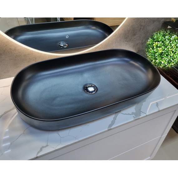 Раковина-чаша CeramaLux N 81 см 78327MB, чёрный матовый - фото 3