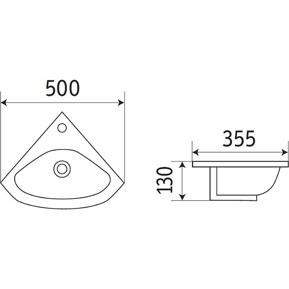Раковина угловая CeramaLux 50 см 78378 - фото, картинка 2 Раковина угловая CeramaLux 50 см 78378 - фото 2