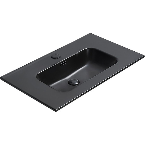 Раковина врезная на столешницу CeramaLux 80 см 9080MMB, чёрный матовый - фото 2