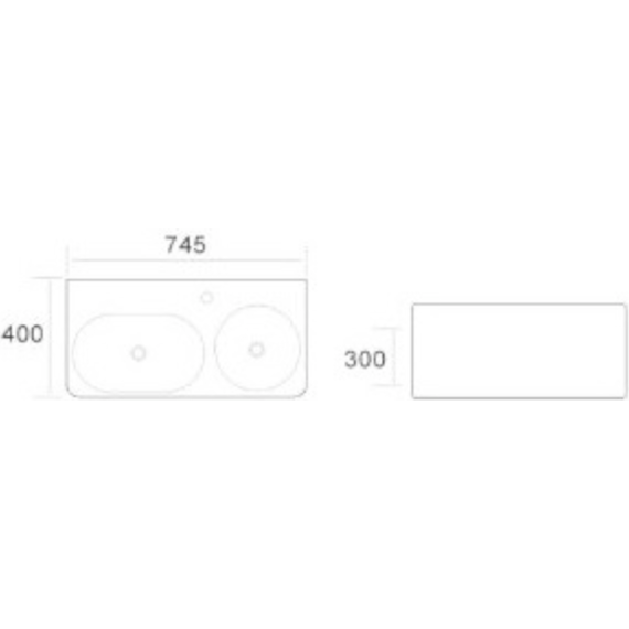 Раковина подвесная двойная CeramaLux 75 см A1006 - фото 2