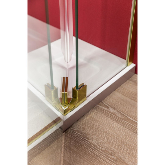 Душевое ограждение Cezares SLIDER-AH-2-70/80-80/90-C-BORO (70-80)x(80-90) см (стекло 8 мм) брашированное золото/прозрачное - фото 8