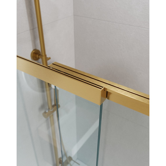 Шторка для ванны Cezares Slider VF-11 90 см, брашированное золото/прозрачное - фото 3