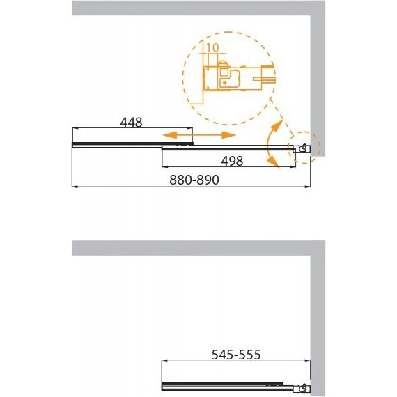 Шторка для ванны Cezares Slider VF-11 90 см, брашированное золото/прозрачное - фото 6