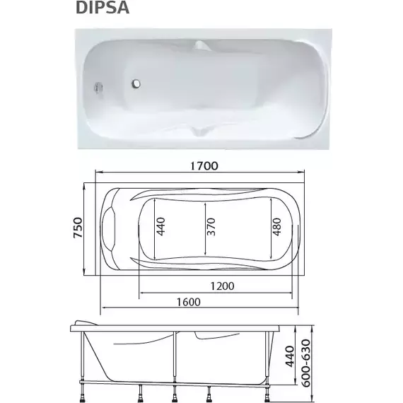 Ванна акриловая 1Marka Dipsa 170x75 см - фото, картинка 7 Ванна акриловая 1Marka Dipsa 170x75 см - фото 7