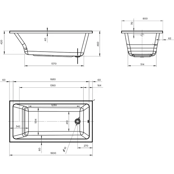 Ванна акриловая 1Marka Bianca 180x80 см, Размер - мм: 1800х800 - фото 8