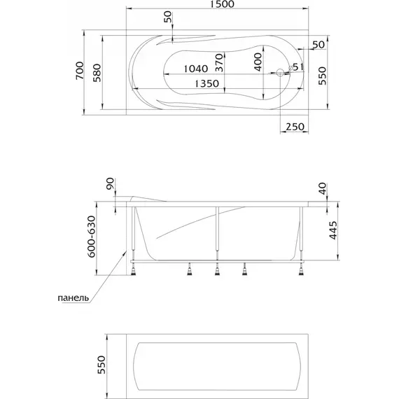 Ванна акриловая 1Marka Medea 150x70 см - фото 15