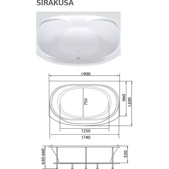 Ванна акриловая 1Marka Sirakusa New 190x120 см - фото, картинка 8 Ванна акриловая 1Marka Sirakusa New 190x120 см - фото 8