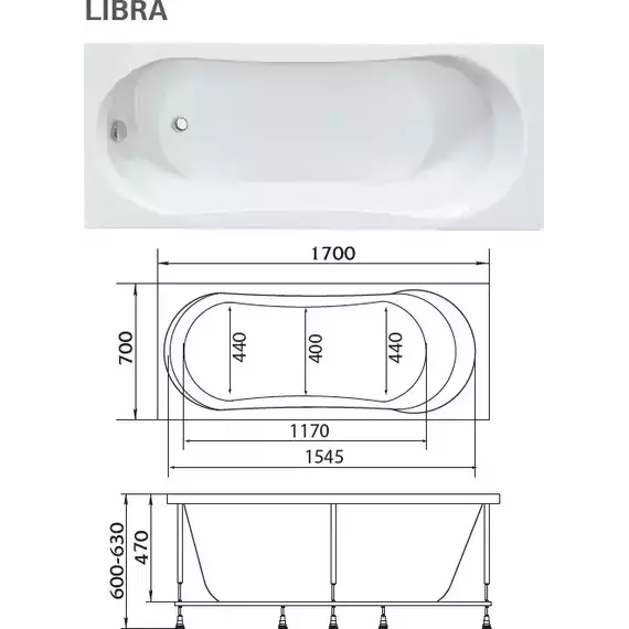 Ванна акриловая 1Marka Libra 170x70 см - фото 9