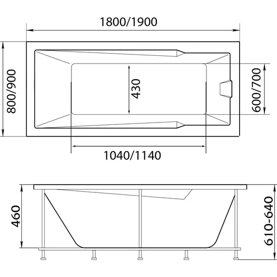 Ванна акриловая 1Marka Raguza 180x80 см, Размер - мм: 1800х800 - фото 8