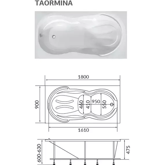 Ванна акриловая 1Marka Taormina 180x90 см - фото 7