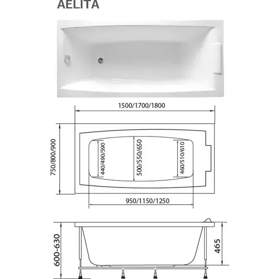 Ванна акриловая 1Marka Aelita 150x75 см, Размер - мм: 1500х750 - фото 15