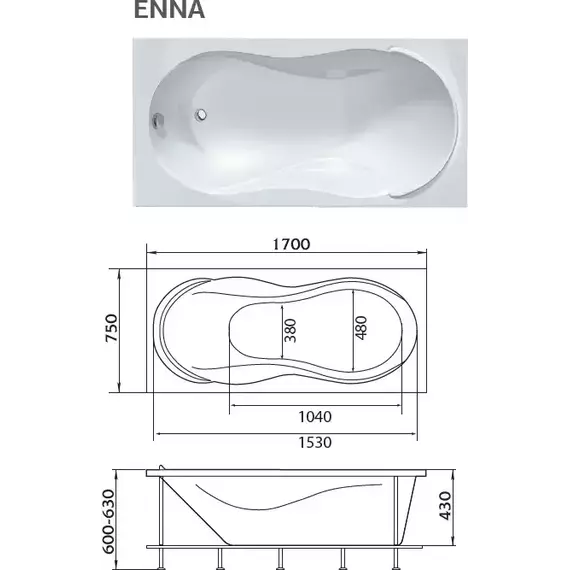 Ванна акриловая 1Marka Enna 170x75 см - фото 8