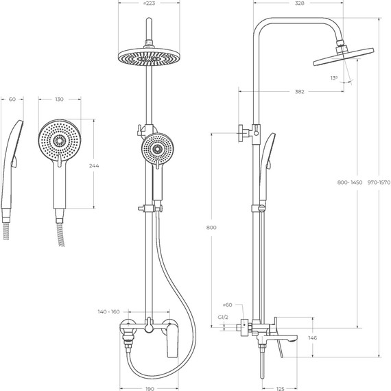 Душевая стойка Cezares COMFORT-CVD-01 - фото, картинка 7 Душевая стойка Cezares COMFORT-CVD-01 - фото 7