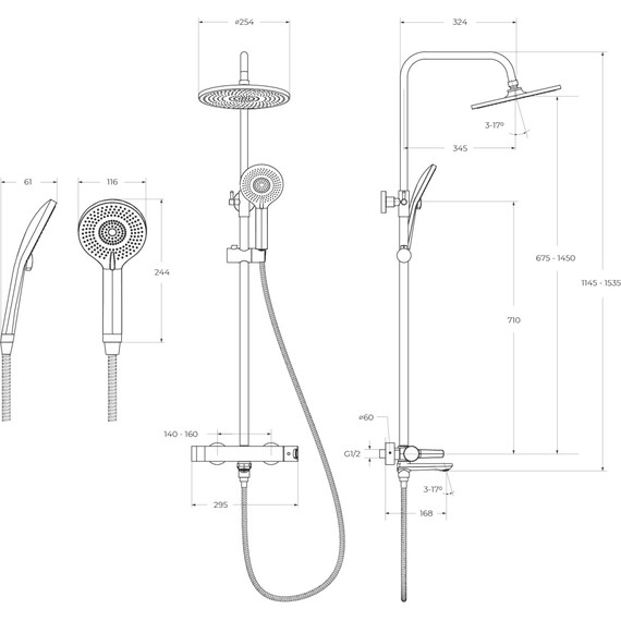 Душевая стойка Cezares LUX-CVD-01 - фото, картинка 7 Душевая стойка Cezares LUX-CVD-01 - фото 7