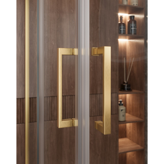 Душевое ограждение Cezares 90х90 см MOLVENO-A-2-90-C-BORO-IV, брашированное золото/прозрачное - фото 3