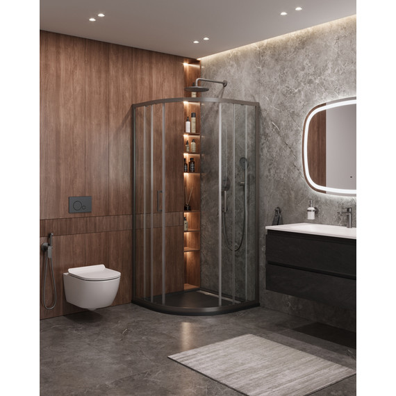 Душевое ограждение Cezares 90х90 см MOLVENO-R-2-90-C-BORO-IV, оружейная сталь/прозрачное - фото 2