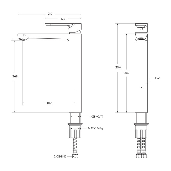 Смеситель для раковины высокий Cezares STYLUS-LC-BORO-W0, брашированное золото, Цвет производителя: брашированное золото - фото 4