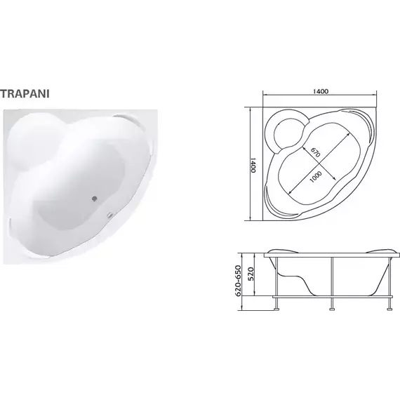 Ванна акриловая 1Marka Trapani 140x140 см - фото 8