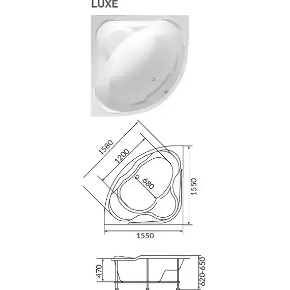 Ванна акриловая 1Marka Luxe 155x155 см - фото 8