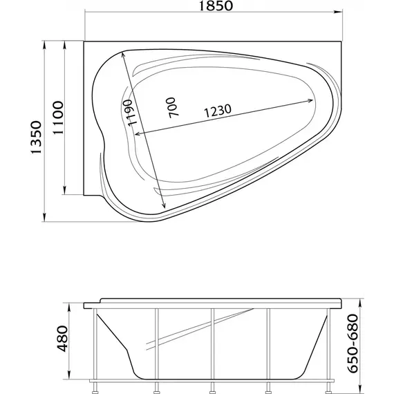 Ванна акриловая 1Marka Love 185x135 см R - фото 8