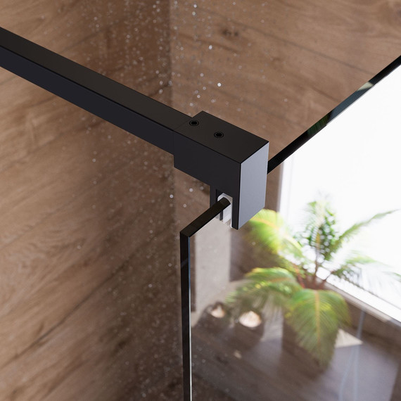 Душевая перегородка Mirsant Walk in 110 см с аксессуарами (стекло 8 мм) чёрный/прозрачное - фото 2