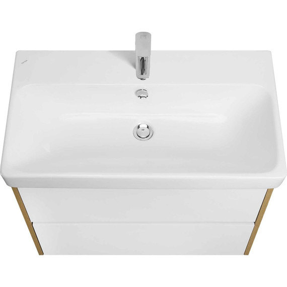 Тумба подвесная с раковиной Акватон Сканди 80 см 1A283001SDZ90, белый/дуб рустикальный - фото 3