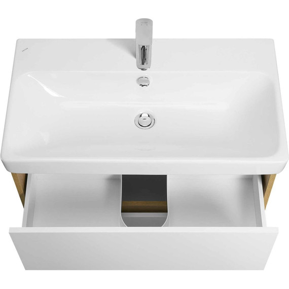 Тумба подвесная с раковиной Акватон Сканди 80 см 1A283001SDZ90, белый/дуб рустикальный - фото 5