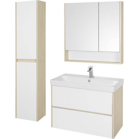 Тумба подвесная с раковиной Акватон Сканди 80 см 1A283001SDB20, белый/дуб верона - фото 5