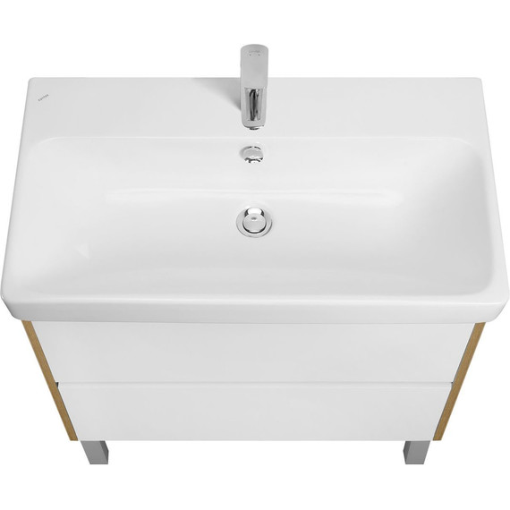 Тумба подвесная с раковиной Акватон Сканди 80 см 1A283001SDZ90, белый/дуб рустикальный - фото 7