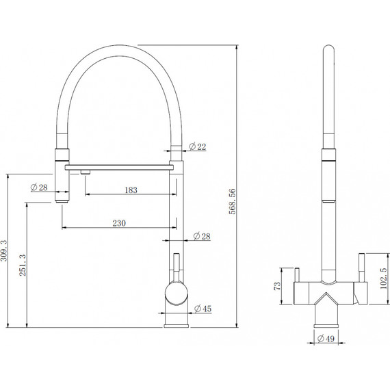 Смеситель для кухни Abber Wasser Kreis AF81141G, с подключением фильтра и выдвижной лейкой, золото матовое, Цвет производителя: золото матовое - фото 3