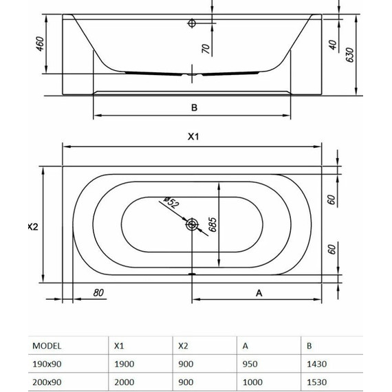 Ванна акриловая Kolpa-San Betty 190x90 см, Размер - мм: 1900х900 - фото 3